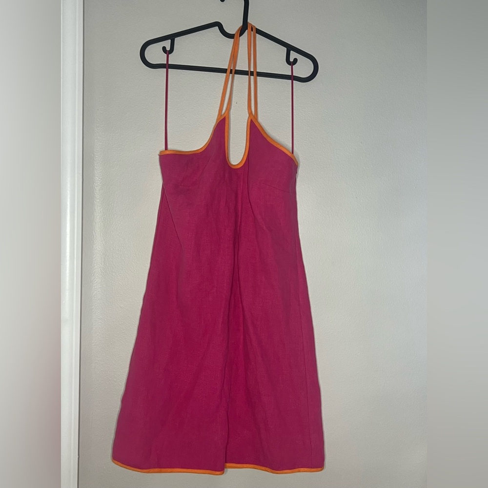 NWOT | 🩷🧡 Electric & Rose Pink and Orange Textile Dress 🧡🩷
